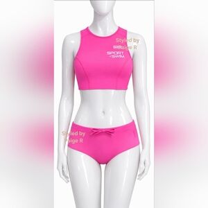SKIMS Sporty Scuba Swim Top + Hipster bottoms Swimsuit Set Taffy Pink 18 20 2X